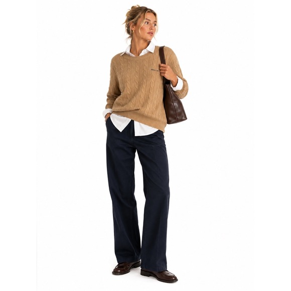 Vineyard Vines Sweaters - Vineyard Vines Cashmere Cable Knit Sweater Women Large Camel Old Money Preppy